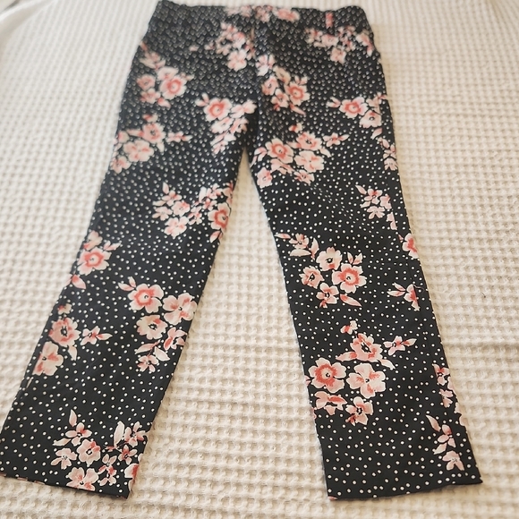 Jules & Leopold Black Polka Dot Pants with Pink Floral Accents Sz SM - Picture 8 of 13